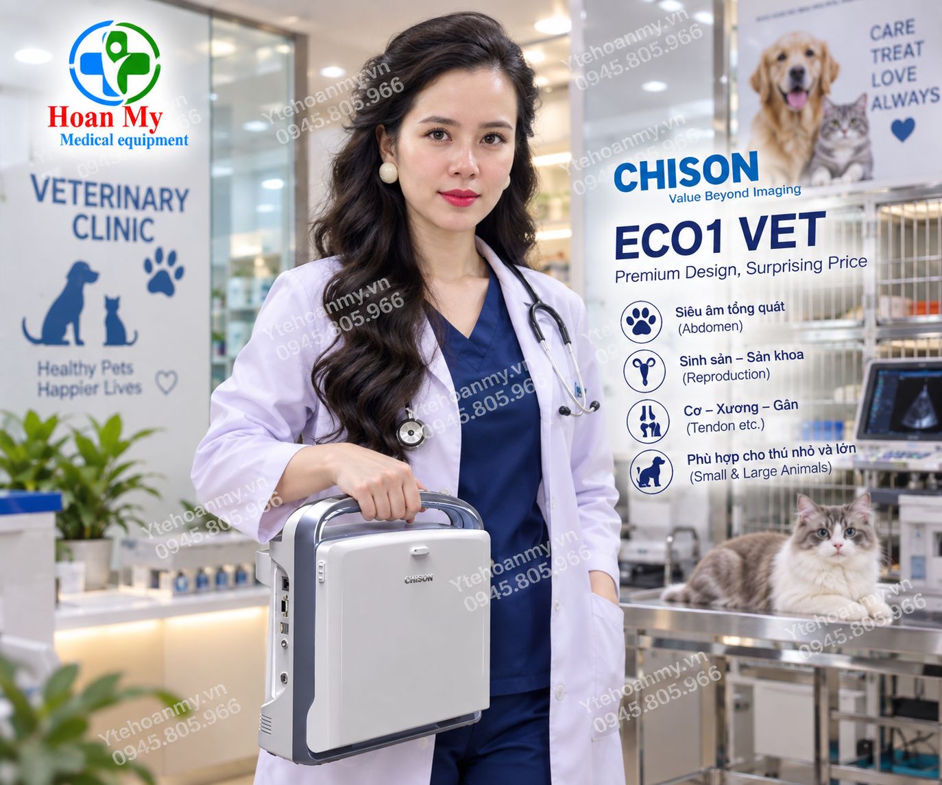 M&aacute;y si&ecirc;u &acirc;m Chison ECO1 Vet ch&iacute;nh h&atilde;ng | Si&ecirc;u &acirc;m th&uacute; y x&aacute;ch tay
